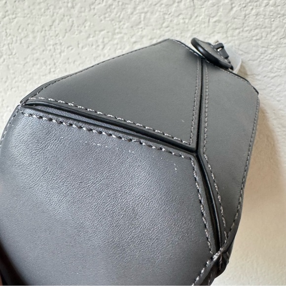 Graphite Gray Mini Leather Patchwork Satchel Puzzle Crossbody Shoulder Bag - Picture 11 of 15